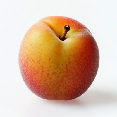 Ripe Peach on White Background