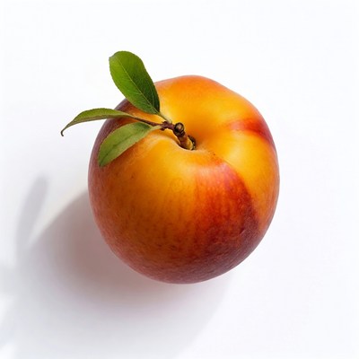 Fresh peach with green leaf