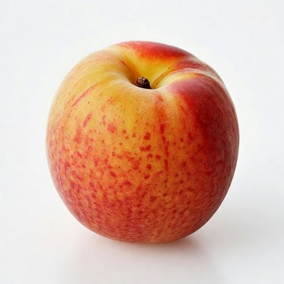 Ripe peach on white background