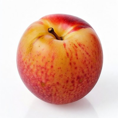 Red and yellow apple with stem