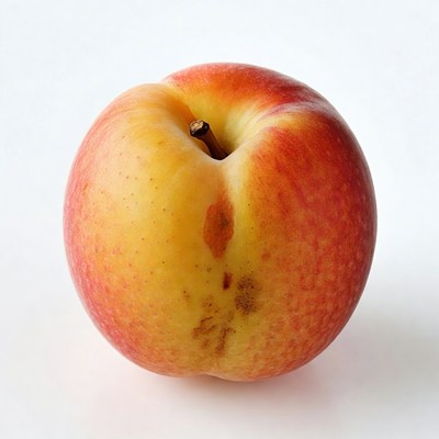 Ripe peach on white background