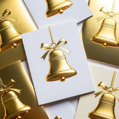 Gold Christmas Bells on Cards