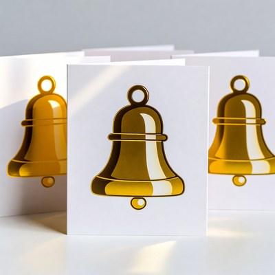 Gold Bells on White Cards