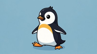 Cute cartoon penguin standing