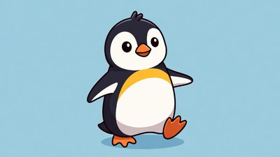 Cute cartoon penguin walking