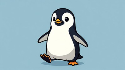 Cute cartoon penguin walking