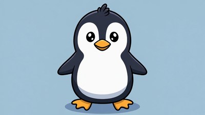Cute cartoon penguin standing
