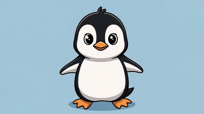 Cute cartoon baby penguin