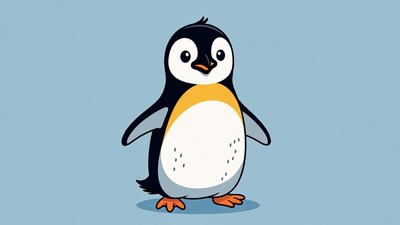 Cute cartoon penguin standing