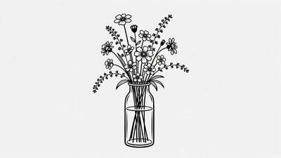 Bouquet of Flowers in Glass Jar