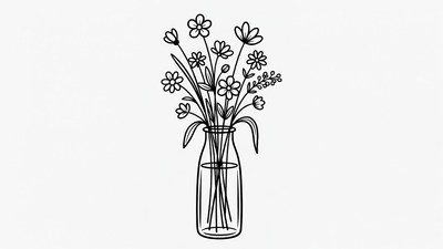 Bouquet of Flowers in Glass Jar