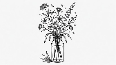 Bouquet of Flowers in Glass Jar