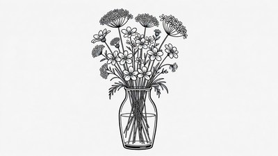 Bouquet of Flowers in Glass Vase