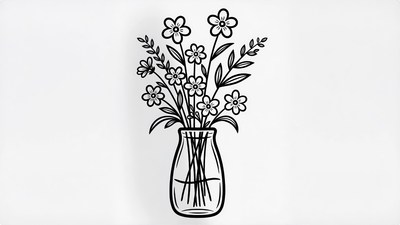 Doodle Flowers in Glass Vase