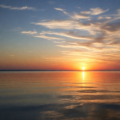 Sunset over calm lake