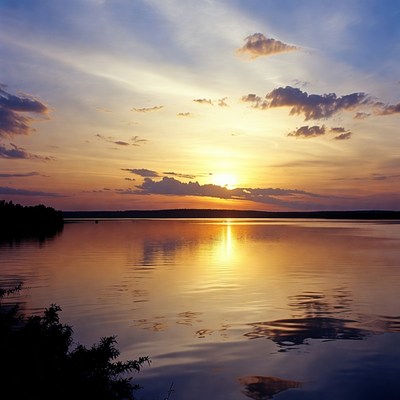 Sunset over Calm Lake