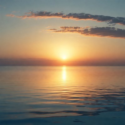 Sunset over calm ocean water