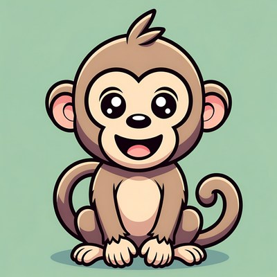 Cute cartoon monkey smiling