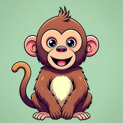 Cute cartoon monkey smiling