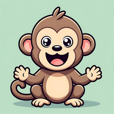 Cute cartoon monkey smiling