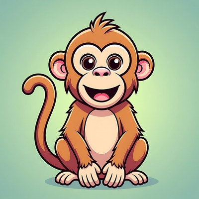 Cute cartoon monkey smiling