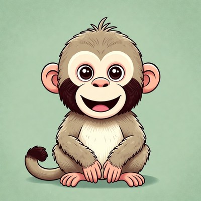 Cute cartoon baby monkey smiling