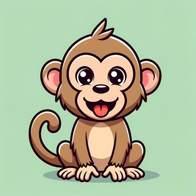 Cute cartoon baby monkey smiling