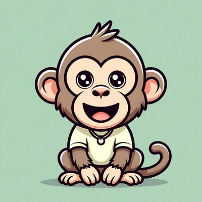 Cute cartoon baby monkey smiling