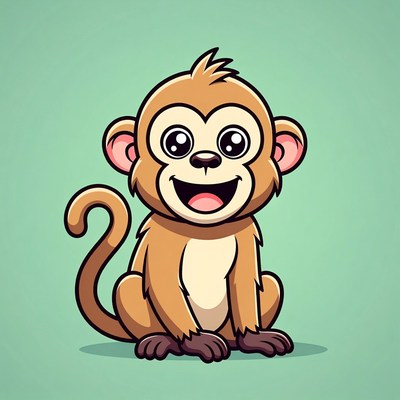 Cute cartoon baby monkey smiling