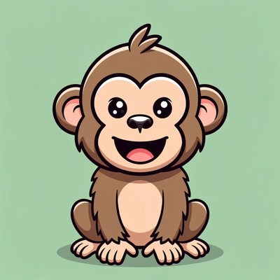 Cute cartoon baby monkey smiling