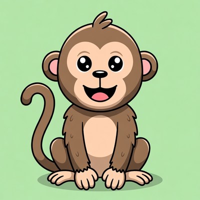 Cute cartoon monkey smiling