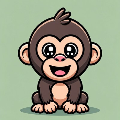 Cute cartoon baby monkey smiling