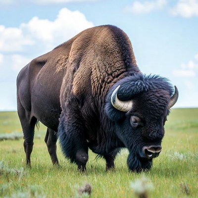 Bison standing in grassy field