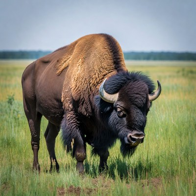 Bison standing in grassy field