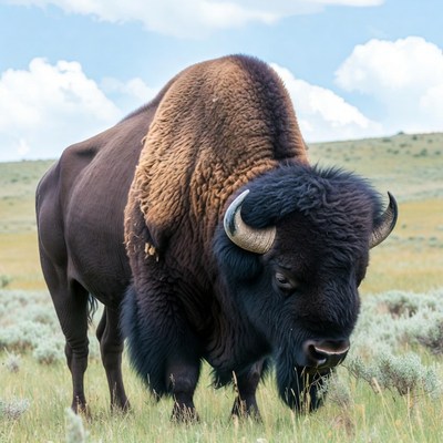Bison standing in grassy field