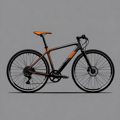 Black gravel bike with orange accents