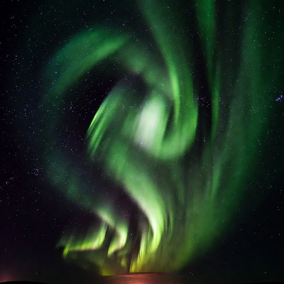 Swirling Green Northern Lights Aurora