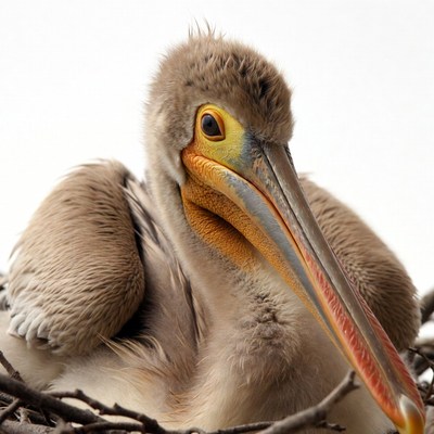 Baby pelican in nest