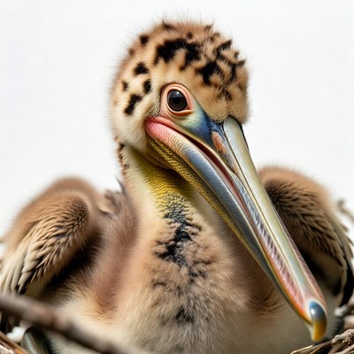 Baby pelican chick in nest