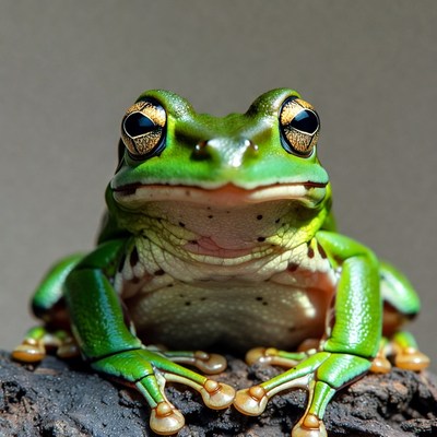 Green tree frog on wood