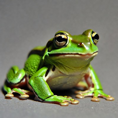 Green tree frog close-up