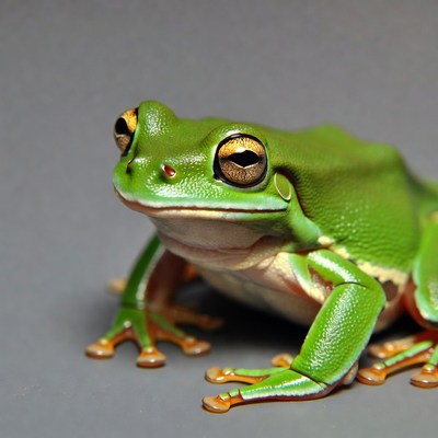 Green tree frog close-up