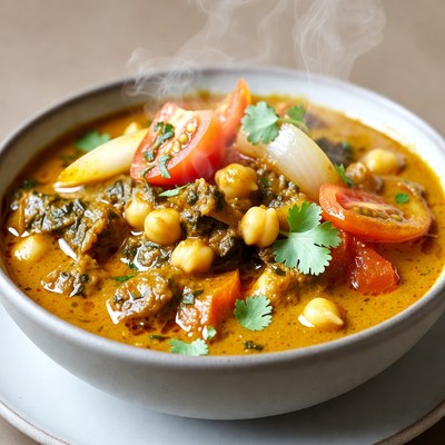 Steaming Chickpea Curry Bowl