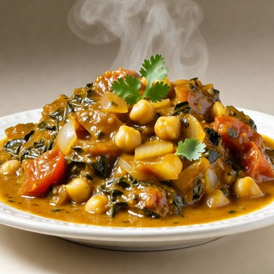 Steaming Chickpea Spinach Curry