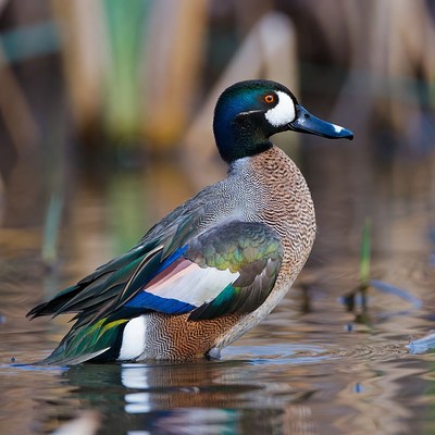 Male Wood Duck in water