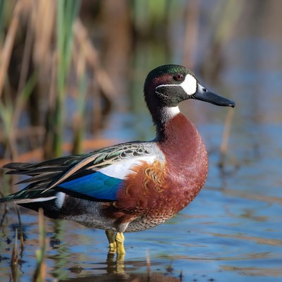 Cinnamon Teal Duck in Water