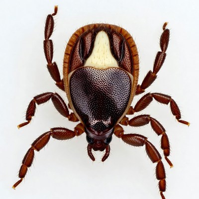 Brown Dog Tick on White Background