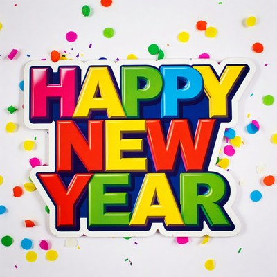 Happy New Year colorful confetti