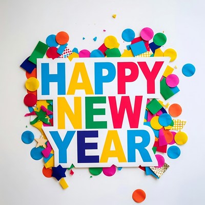 Happy New Year confetti collage