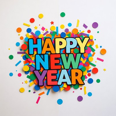 Happy New Year colorful confetti